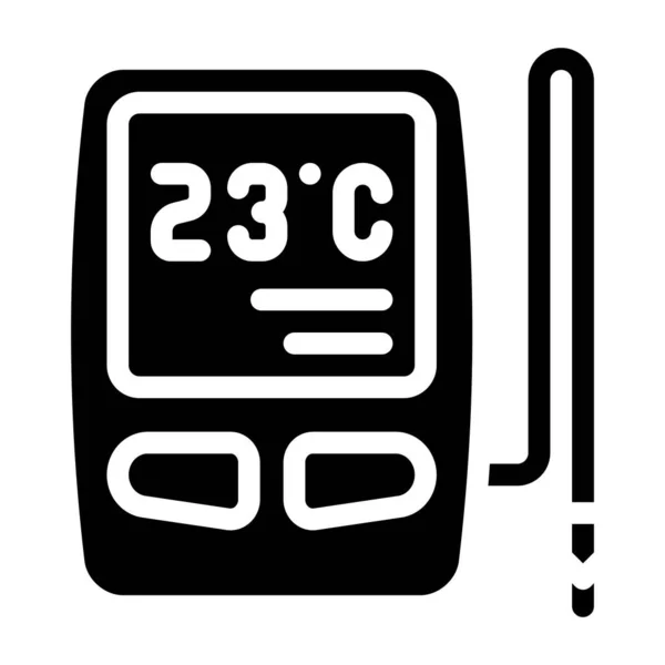 Termometro digitale con sensore glyph icona vettoriale illustrazione — Vettoriale Stock