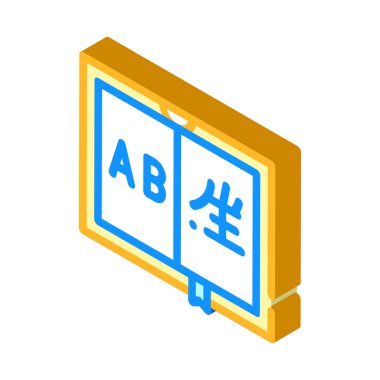 tercüman kitabı izometrik ikon vektör illüstrasyon rengi