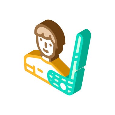 florball spor oyunu izometrik ikon vektör çizimi