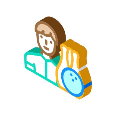 bowling oyunu izometrik ikon vektör illüstrasyon rengi