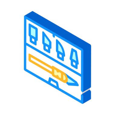 kukla bıçaklar izometrik ikon vektör resimlemesi ayarlandı