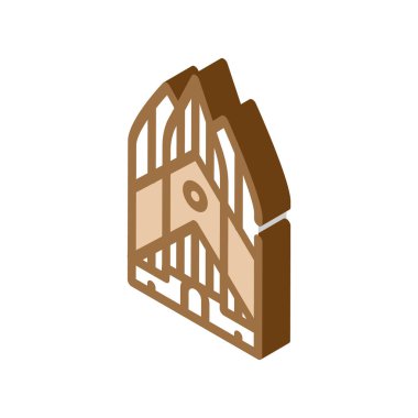 grundtvig kilise izometrik ikon vektör çizim rengi