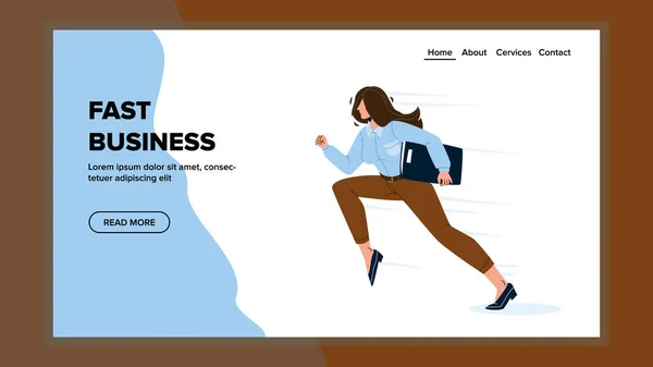 Fast Business Have Young Businesswoman Illustration vectorielle — Image vectorielle