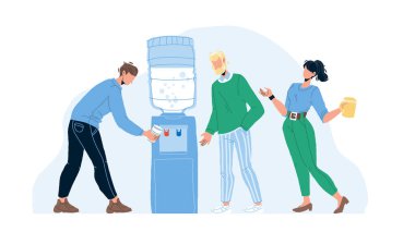 Soğutucu Vektöründen Taze Su İçen İnsanlar