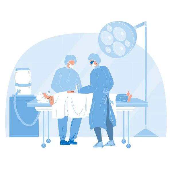 Zespół medyczny Wykonywanie operacji chirurgicznej wektor płaski — Wektor stockowy