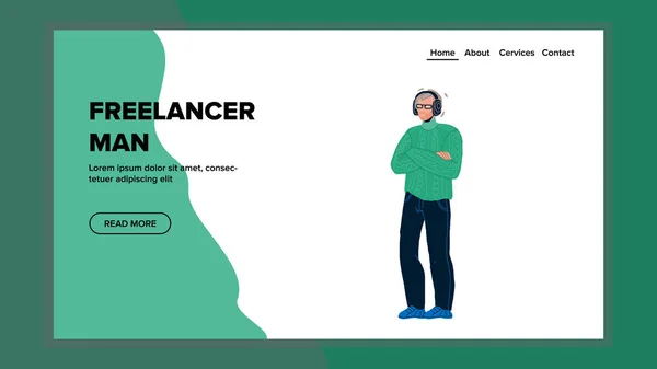 Freelancer Man blijft bij Crossed Arms Vector — Stockvector