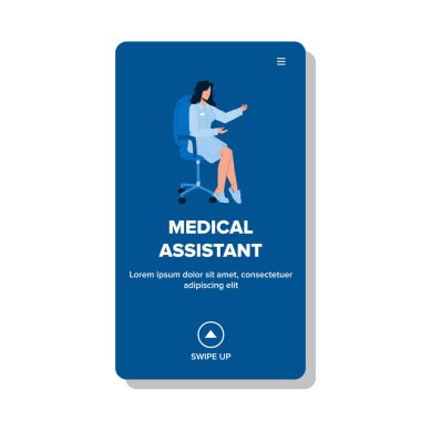 Sandalye Vektöründe Oturan Tıbbi Yardımcı Kadın