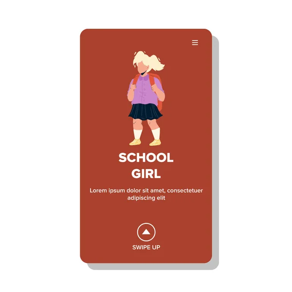 Studentessa Kid Going To Elementary School Vector — Vettoriale Stock