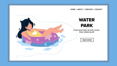 Su Parkı Çekici Küçük Kız Vektörü Keyifli