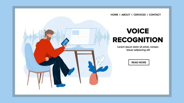Voice Recognition Smartphone Application Vector flat cartoon - Stok Vektor