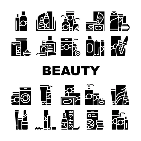 美容製品化粧品コレクションアイコンセットベクトル — ストックベクタ