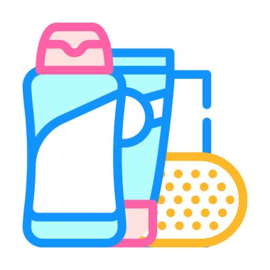 duş jeli, sabun ve krem rengi vektör çizimi