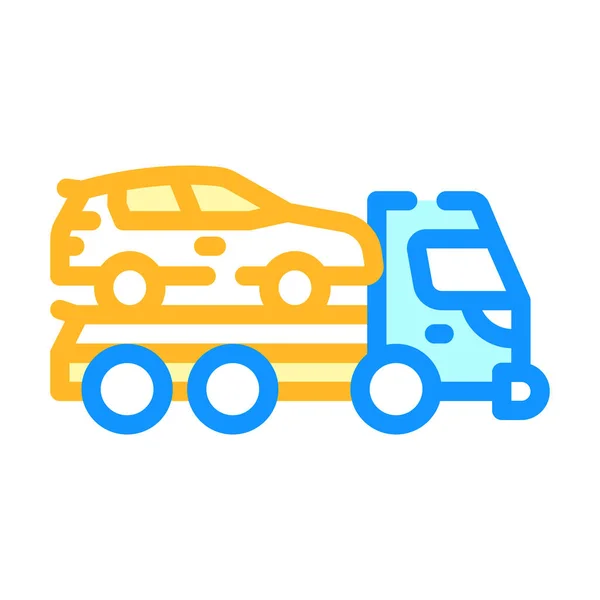 Remolque camión transporte coche eléctrico color icono vector ilustración — Vector de stock