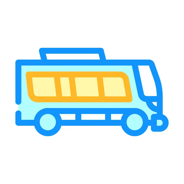 電動バス公共交通機関カラーアイコンベクトルイラスト — ストックベクタ
