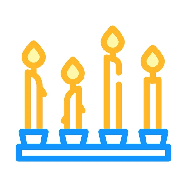 Burning candles color icon vector illustration color — Stock Vector
