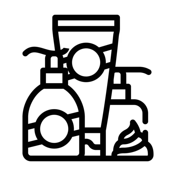 Handen crème en lotion lijn pictogram vector illustratie — Stockvector