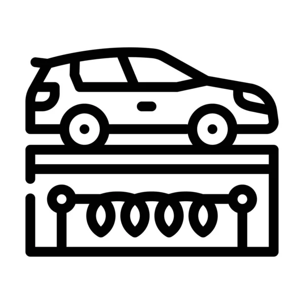 Trådlös laddare för elektrisk bil linje ikon vektor illustration — Stock vektor