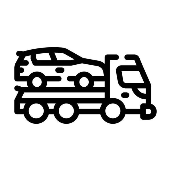 Dépanneuse transport ligne de voiture électrique icône vectoriel illustration — Image vectorielle