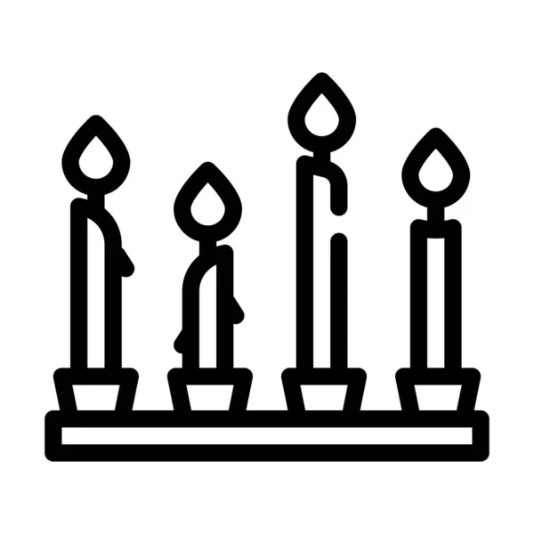 Queimando velas linha ícone vetor ilustração preto — Vetor de Stock