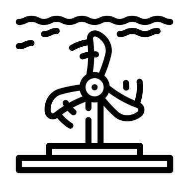 Denizaltı elektrik santrali ikon vektör çizimi