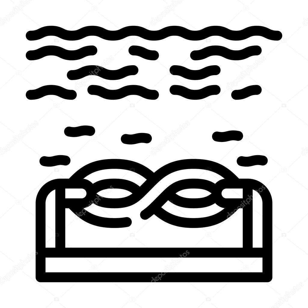 electric energy underwater tidal power plant line icon vector illustration