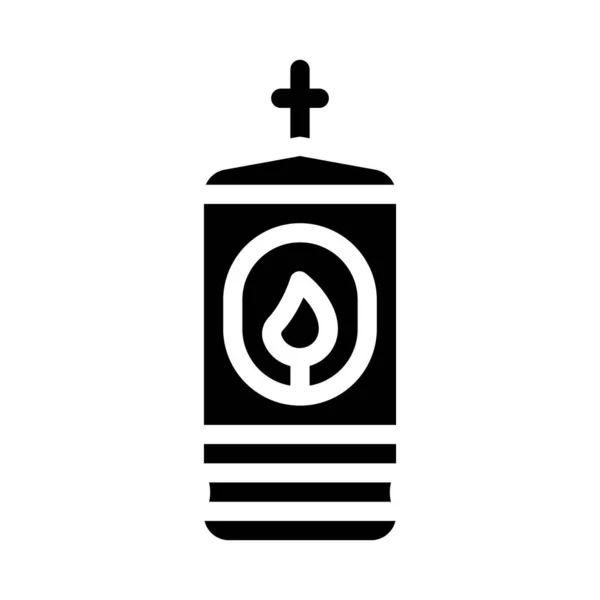 Lámpara con vela ardiente icono glifo vector ilustración — Vector de stock