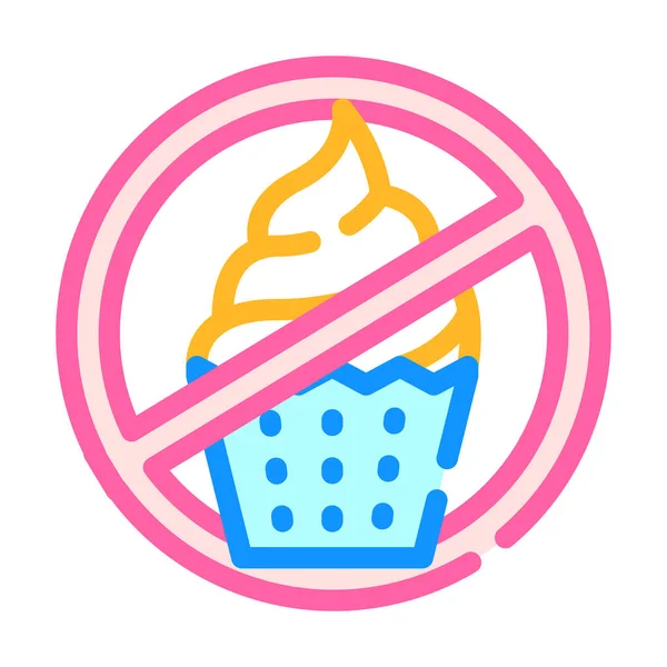 Γλυκό κέικ τροφίμων σταματήσει τρώνε εικονίδιο χρώμα διάνυσμα εικονογράφηση — Διανυσματικό Αρχείο