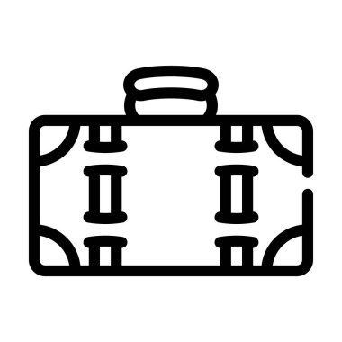 bavul klasik çizgi simgesi vektör illüstrasyonu siyah