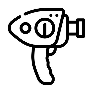 video kamera retro gereç satır ikon vektör illüstrasyonu