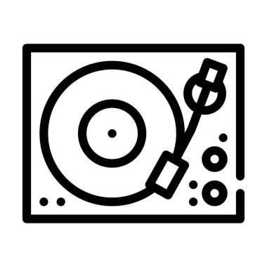 müzik turntable satırı simgesi vektör illüstrasyonu siyah