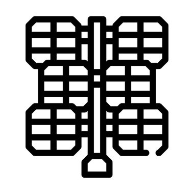 Güneş paneli enerji sistemi çizgi simgesi çizimi