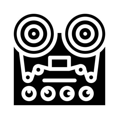 makaradan makaraya teyp oynatıcı glyph vektör resimlemesi