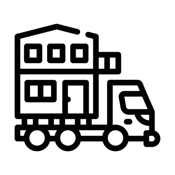 Casa edificio transporte línea icono vector ilustración — Vector de stock