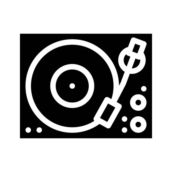 Musica giradischi glyph icona vettoriale illustrazione nero — Vettoriale Stock