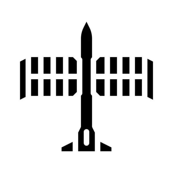 Ilustración de vectores de icono de glifo de aviones con energía solar — Vector de stock