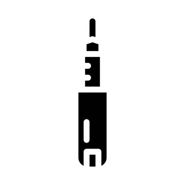 Enjektör insülin glyph ikon vektör illüstrasyonu siyah
