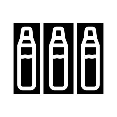 İnsülin kartuşları glifin simge vektör illüstrasyonu siyahı