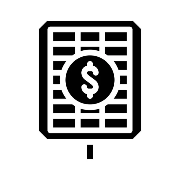 Płatność i cena panel słoneczny glif ikona wektor ilustracja — Wektor stockowy