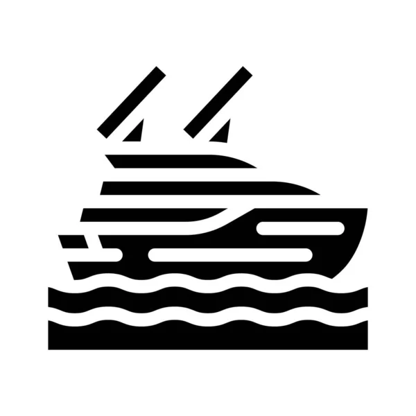 Illustrazione del vettore dell'icona del glifo della nave alimentata solare — Vettoriale Stock