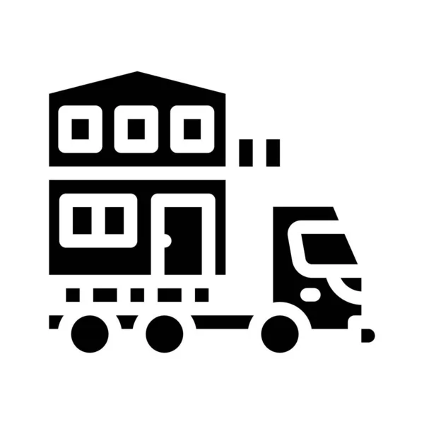 Haus Gebäude Transport Glyphen Symbol Vektor Illustration — Stockvektor