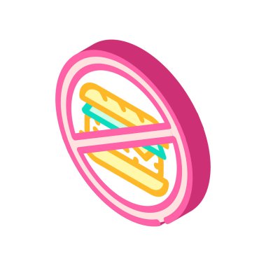 fast food izometrik ikon vektör illüstrasyonunu yemeyi bırak