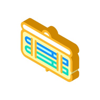 İnsülin enjeksiyonu kutu izometrik ikon vektör illüstrasyonunu ayarladı