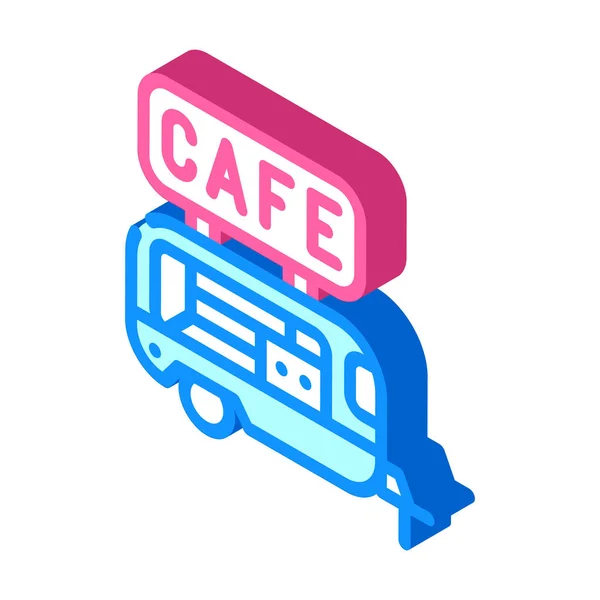 Cafe trailer isometric icon vector illustration color — Stock Vector