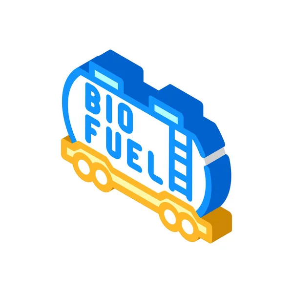 Illustration vectorielle d'icône isométrique de biocarburant de chariot ferroviaire — Image vectorielle
