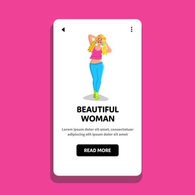 Moda Giyimli Güzel Kadın Pozisyon Vektörü