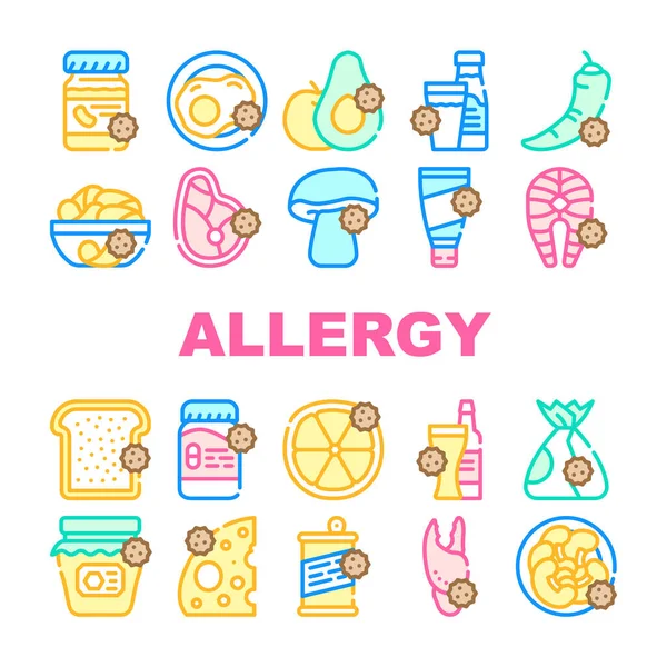 Αλλεργία για τα προϊόντα Συλλογή Εικόνες Ορισμός διάνυσμα — Διανυσματικό Αρχείο