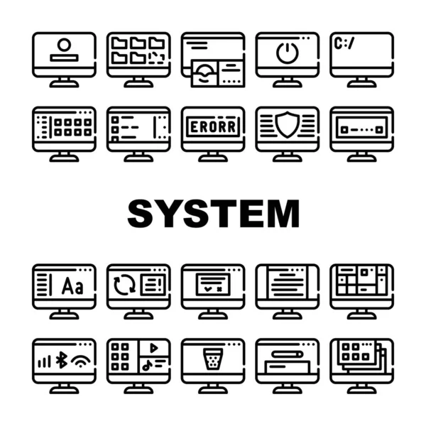 Système d'exploitation Pc Collection Icônes Set vectoriel — Image vectorielle