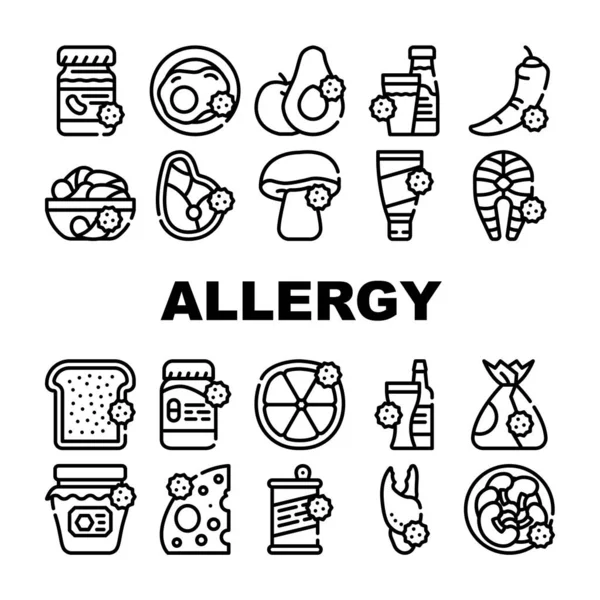 Alergia a los productos Colección Iconos Set Vector — Archivo Imágenes Vectoriales