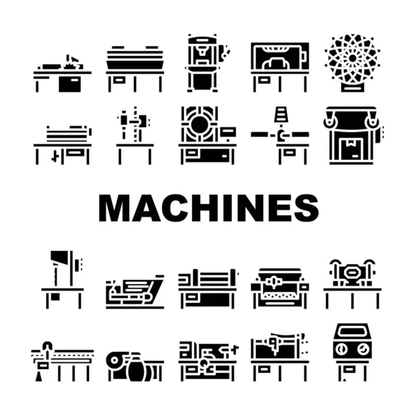 Βιομηχανικές μηχανές Συλλογή Εικόνες Ορισμός διάνυσμα επίπεδη — Διανυσματικό Αρχείο