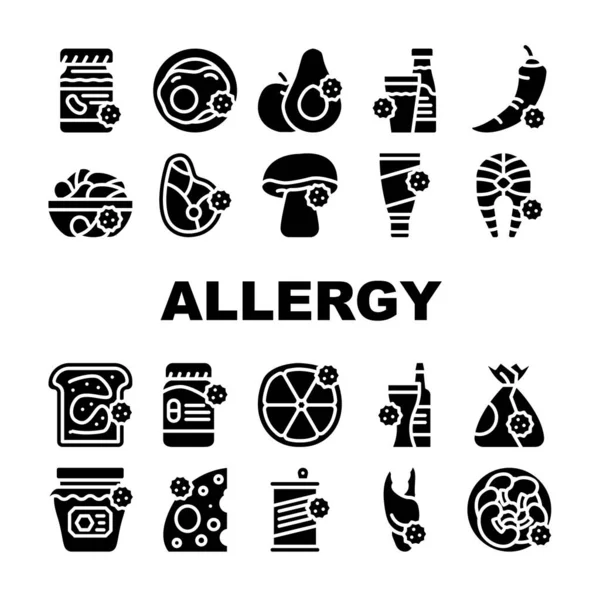 Allergie auf Produkte Kollektion Symbole Set Vektor — Stockvektor